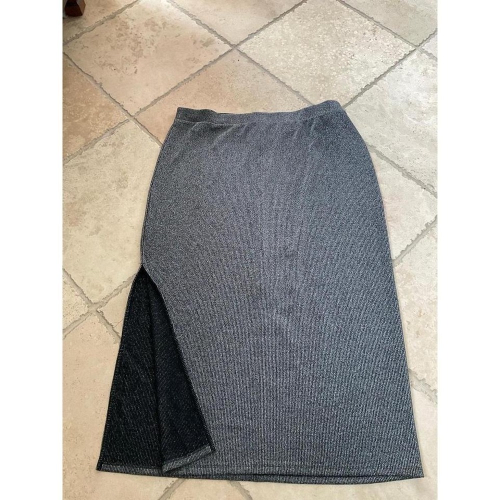 NWT Women's Old Navy Black Metallic High-Waisted Rib-Knit Maxi Skirt Size 2X‎